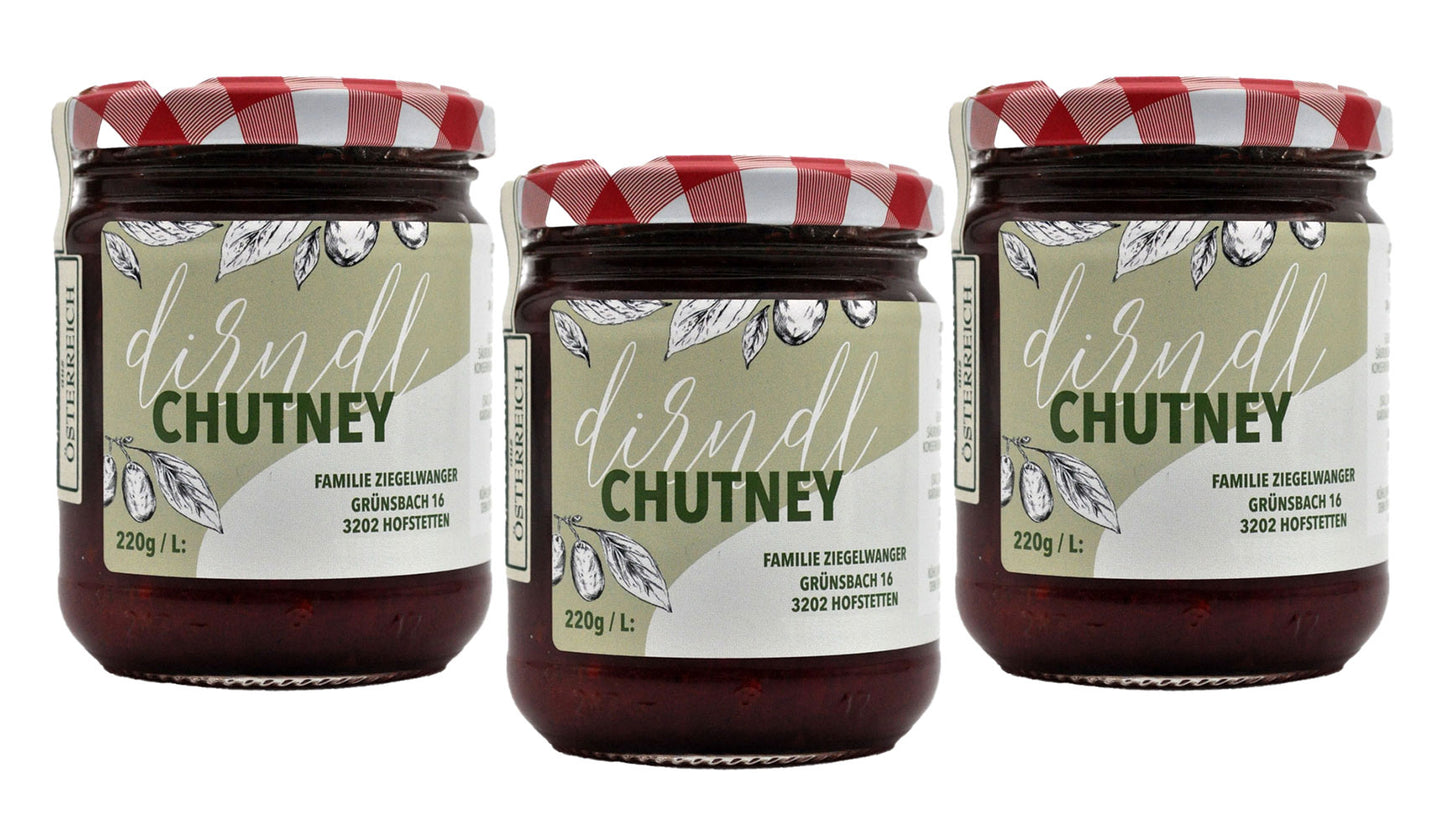 Kornelkirsche Dirndl Chutney 3 x 220g | leckere Köstlichkeit aus der Kornelkirsche